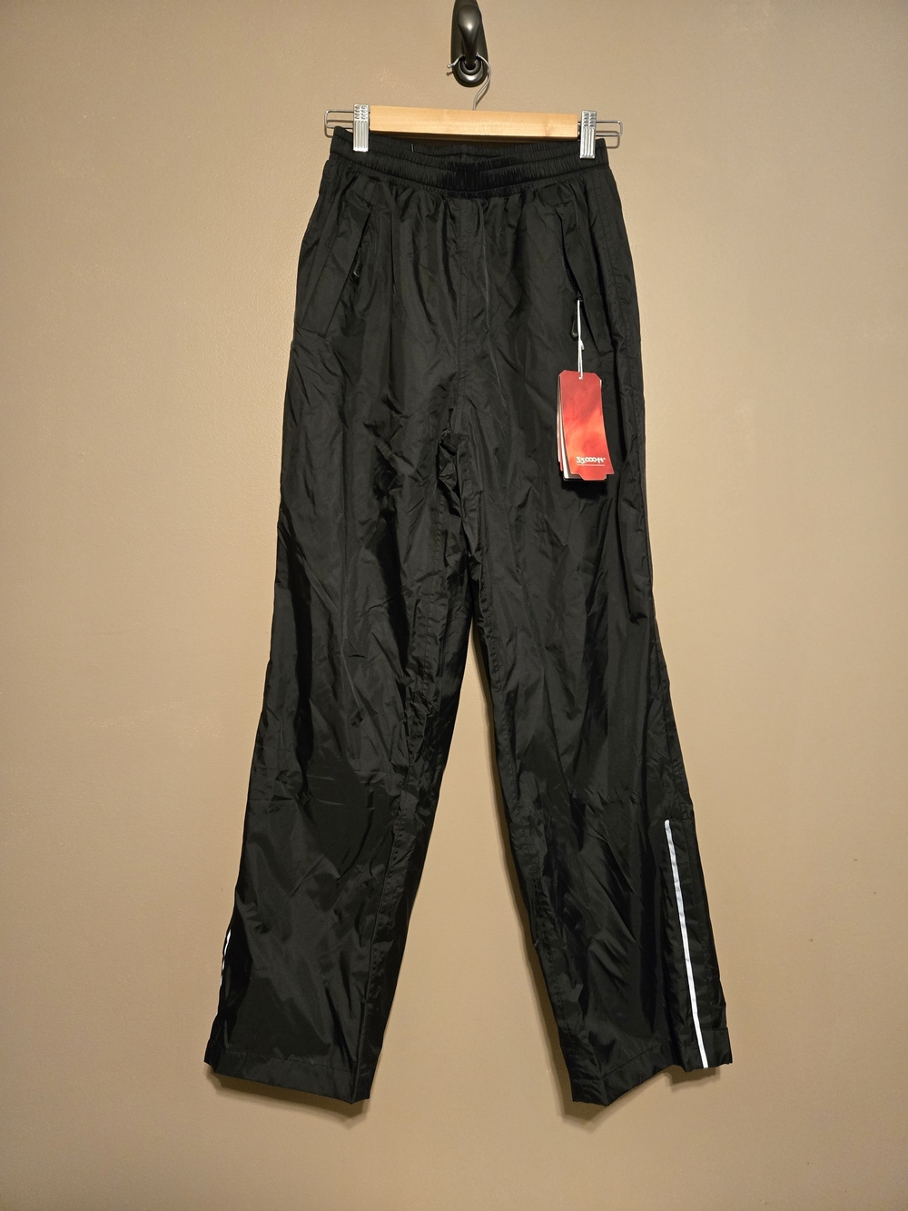 33,000 FT Black Waterproof Rain Women's Black Pants with Reflective Trim